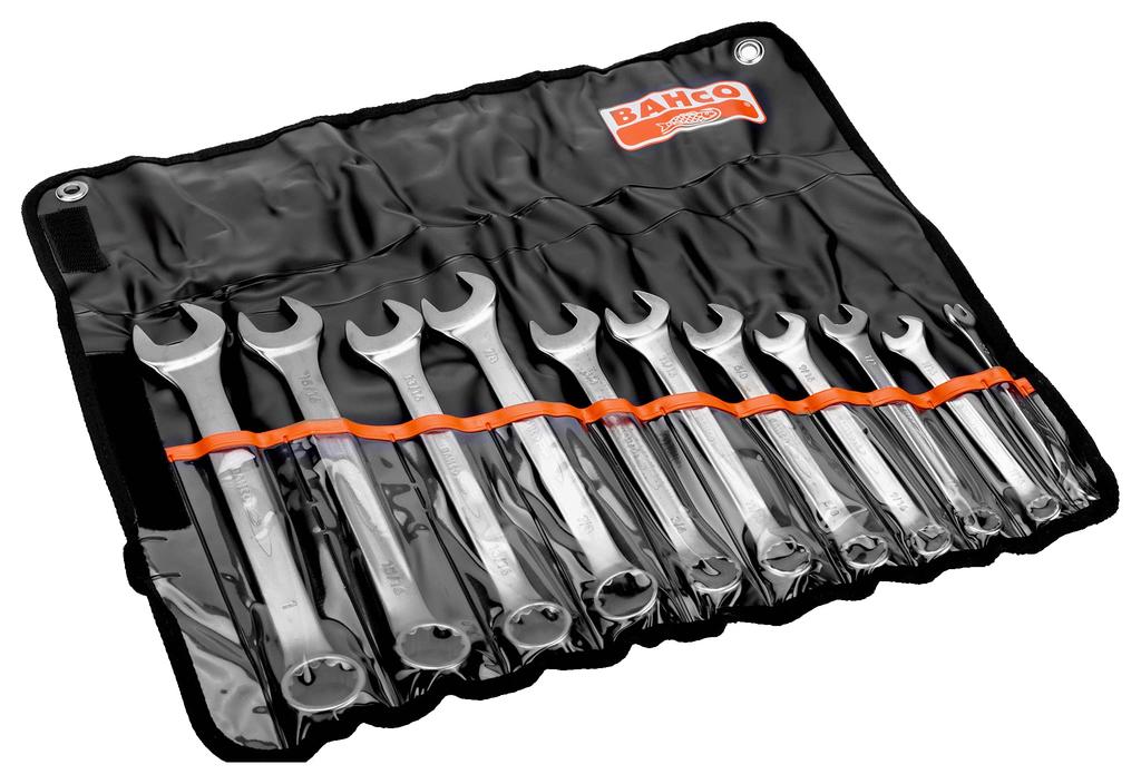 BAHCO Combination Spanner, 11-Piece Set, 111Z/11T, Inch, Single-Ended Open-End Wrenches