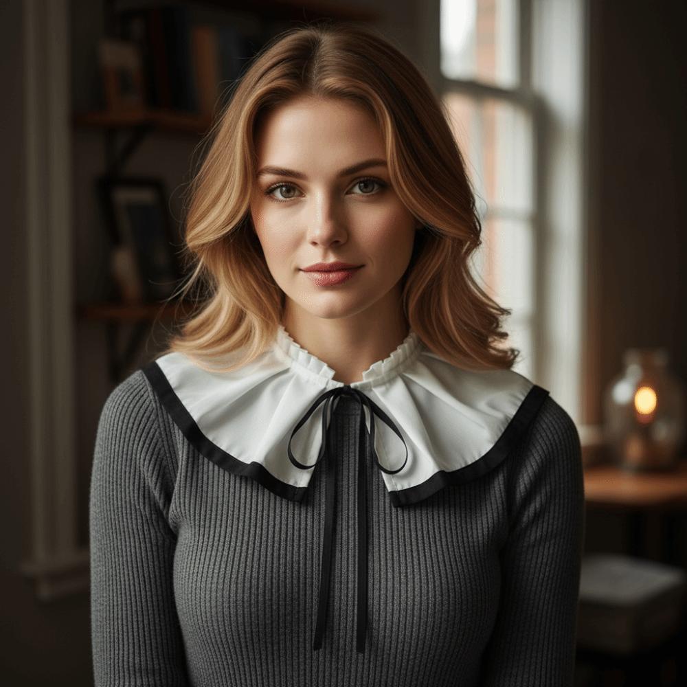 Pleated Design Lolita Fake Collar Retro Style Clown Costume Shawl Lolita Lapel Cape Costume Party