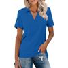 Women's Short Sleeves T Shirts Summer V Neck Shirts Collared Casual Basic Tees Blouse