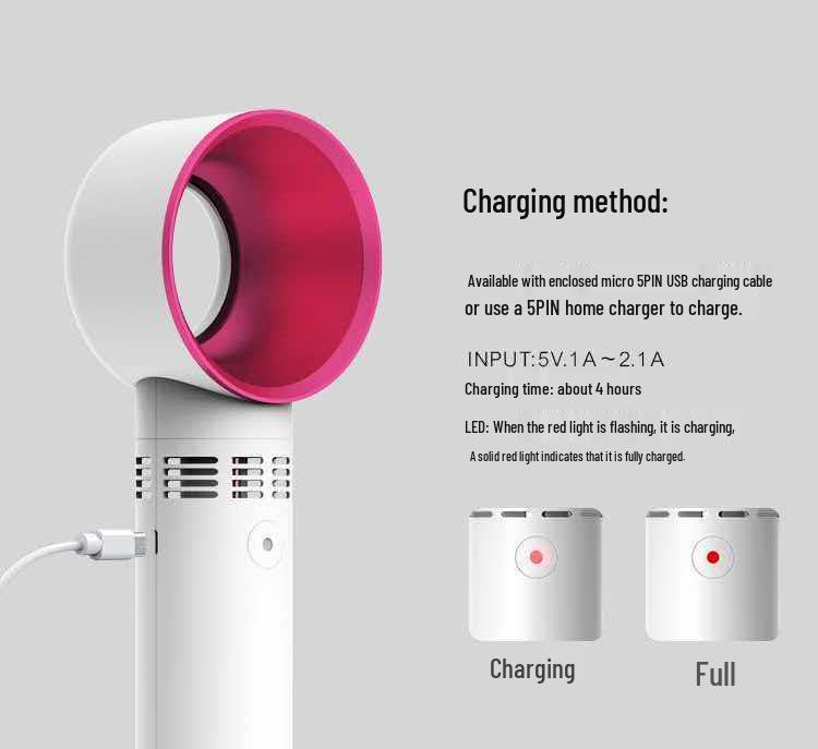 Portable Bladeless Handheld Fan and Hair Dryer with LOGO - Ideal Gift