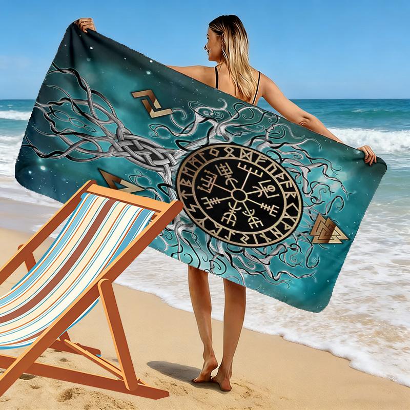 Viking Symbol Print Beach Towel, Large Soft Quick Dry Towel for Beach Camping Swimming