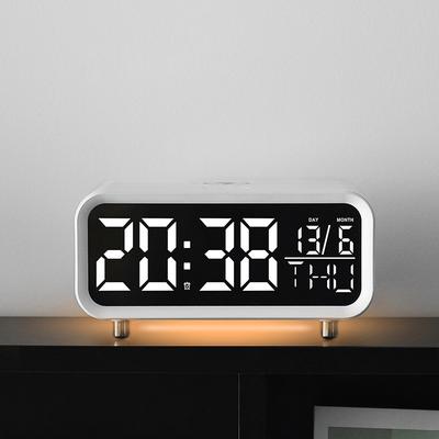 Светодиодные часы с беспроводной зарядкой, многофункциональные ночные часы, простые гостиничные часы-будильник, беспроводная зарядка