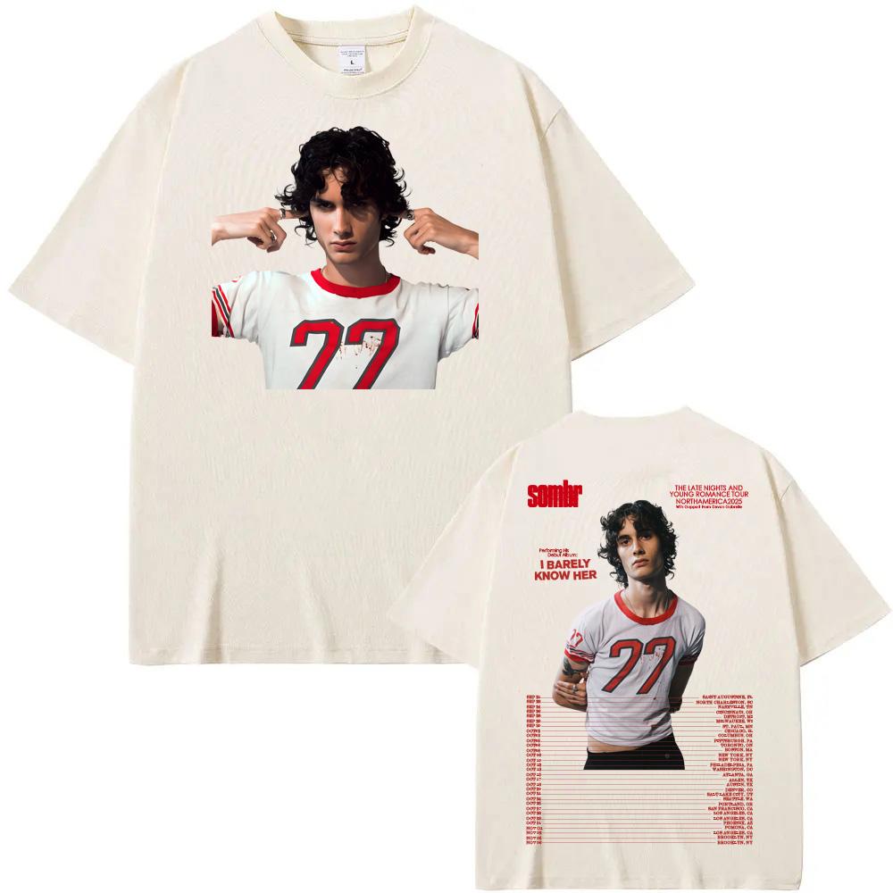 Sombr - The Late Nights and Young Romance Tour Северная Америка 2025 Футболка 100% хлопок винтажная Высокое качество Летняя футболка с альбомом