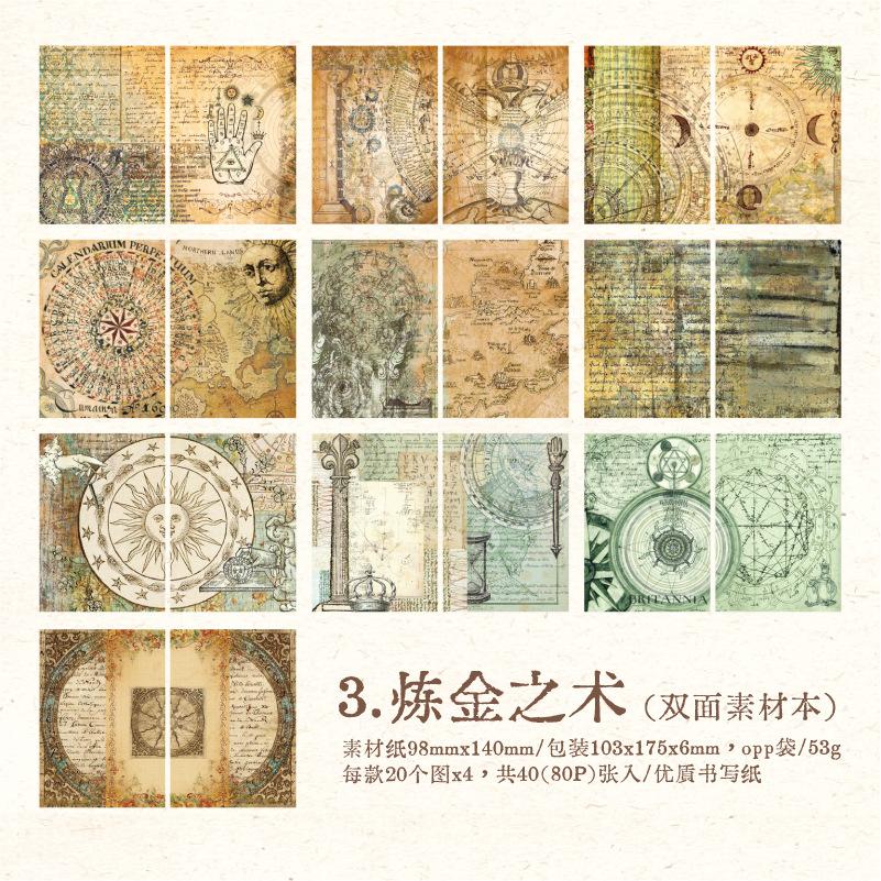 40Pcs Vintage Double-Sided Material Paper DIY Scrapbook Crafts Decorative Paper for Journal Album Diary Craft Supplies