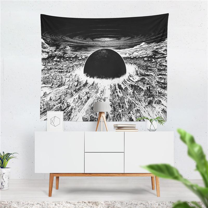 Aertemisi Akira Cyberpunk City Explosion Japanese Manga Anime Tapestry Wall Hanging Art for Bedroom Living Room Decor Party
