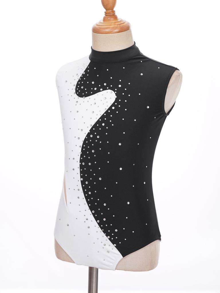 Детский танцевальный костюм, костюм для фигурного катания, без рукавов, с круглым вырезом, танцевальная одежда, спортивная гимнастика, балетные трико, боди