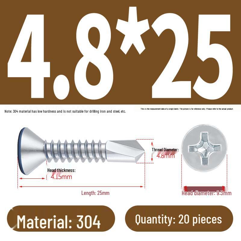 Винты с плоской головкой, из нержавеющей стали, с синим цинковым покрытием, самосверлящие и самонарезающие M3.9-M5.5