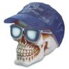 [A3295] - Фигурка из смолы «Череп» сине-белая. (кепка со стразами) - 16 см