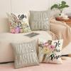 New Easter Pillowcase Rabbit Letter Linen Print Cushion Home Living Room Decoration Sofa Pillow