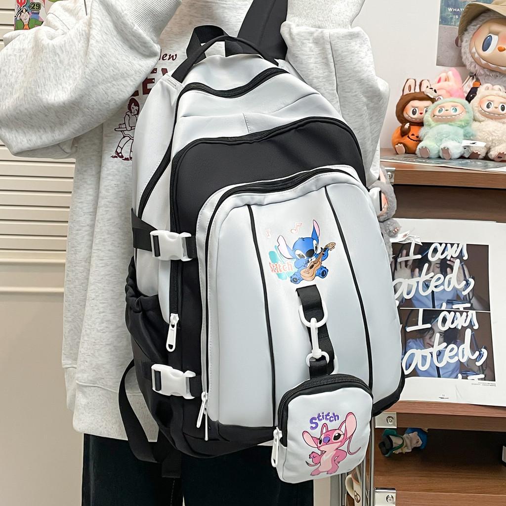 Angel Pattern Stitch School Backpack Anime Design Schoolbag Large Capacity Bag