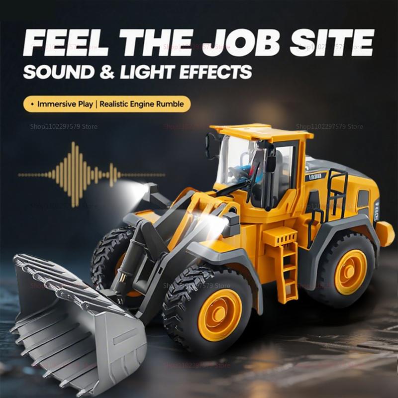Kids Remote Control Car Toys Excavator Dump Truck Bulldozer With Lights Electric RC Vehicle Gift for Boys and Girls Outdoor Play