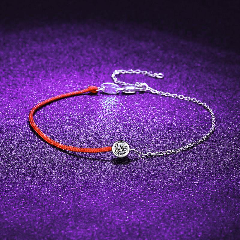 Оригинальный плетеный красный шнур 925 пробы стерлингового серебра женский браслет – Стиль Ins Легкая роскошь Универсальный модный браслет на руку