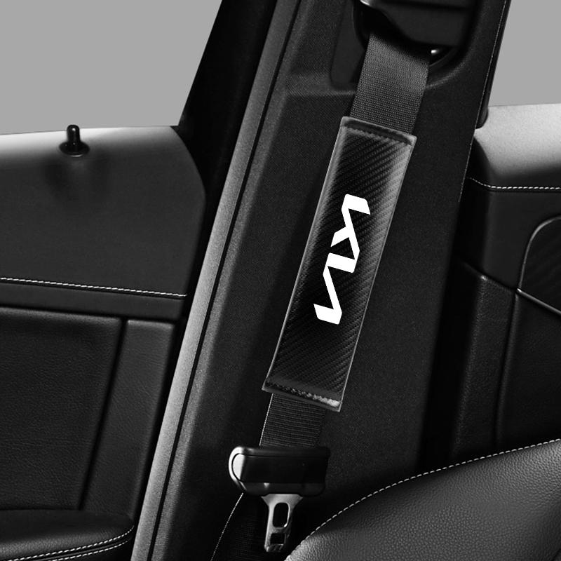 ACZ2 Car Carbon fiber Safety Belt Embroidery Pattern covers Seat Belt Case For Kia Rio Ceed Sportage Cerato Soul Sorento K2 K5
