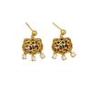 National style retro tiger eye stone long life safety lock earrings necklace diamond pendant niche versatile collarbone chain set