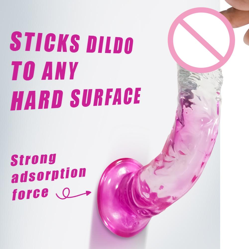 Реалистичные дилдо Большой желеобразный дилдо Анальный клиторальный мастурбатор Кристаллические секс-игрушки Взрослый пенис Присоска Анальная пробка для женщин мужчин