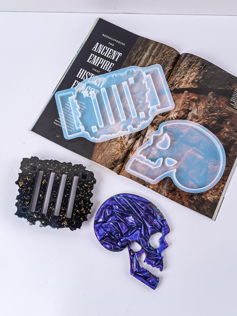 Сделай сам Хэллоуин Череп Подставка Смола Силиконовая Форма Подарки для вечеринки Украшение стола Гипсовая Бетонная Форма Поднос для хранения Литье Домашний декор