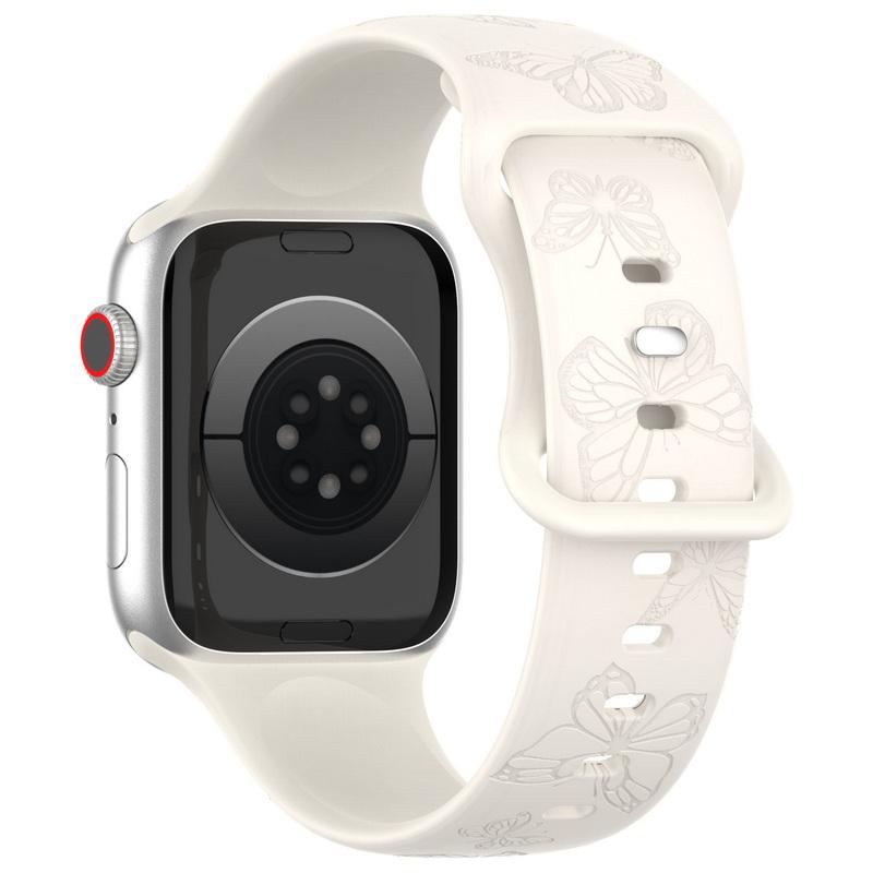 Мягкий силиконовый ремешок для часов 38/40/44/49 мм для Apple Watch 1/2/3/4/5/6/7/8/Se/9, ультра однотонный ремешок для часов с бабочкой, аксессуары, универсальный