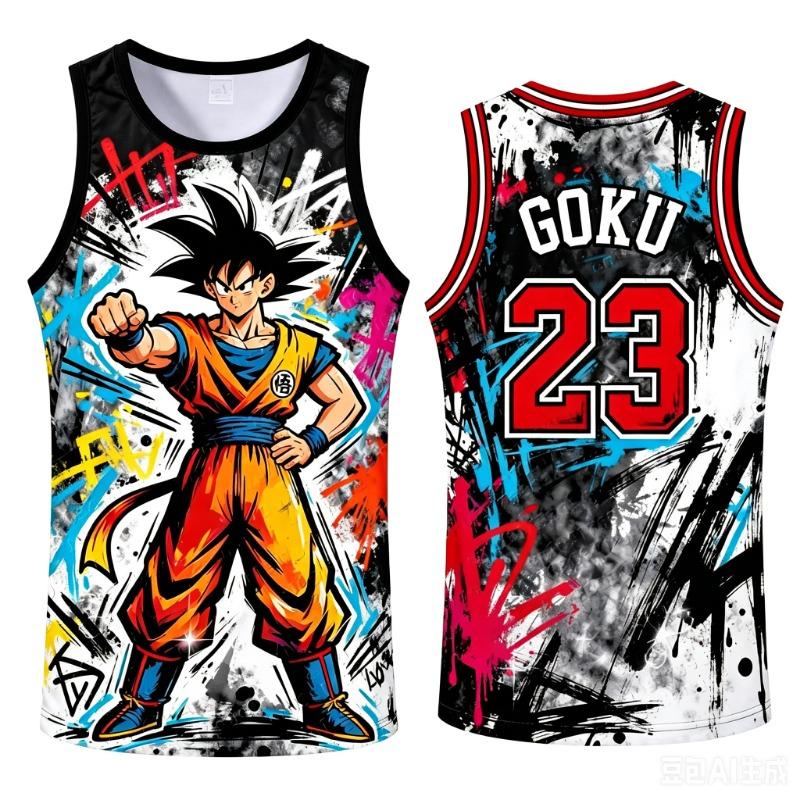 2026 Новая специальная версия баскетбольной майки Dragon Ball Z Goku для взрослых Мужская баскетбольная спортивная жилетка Детский специальный комплект майки