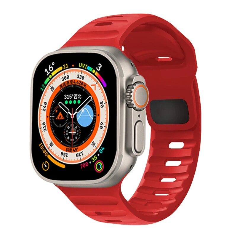 Силиконовый ремешок для Apple Watch Ultra 2 Band 44 мм, 49 мм, 45 мм, 42 мм, 40 мм, 41 мм, 38 мм, спортивный браслет Correa iwatch Series 7, 6, 3 se, 8, 9