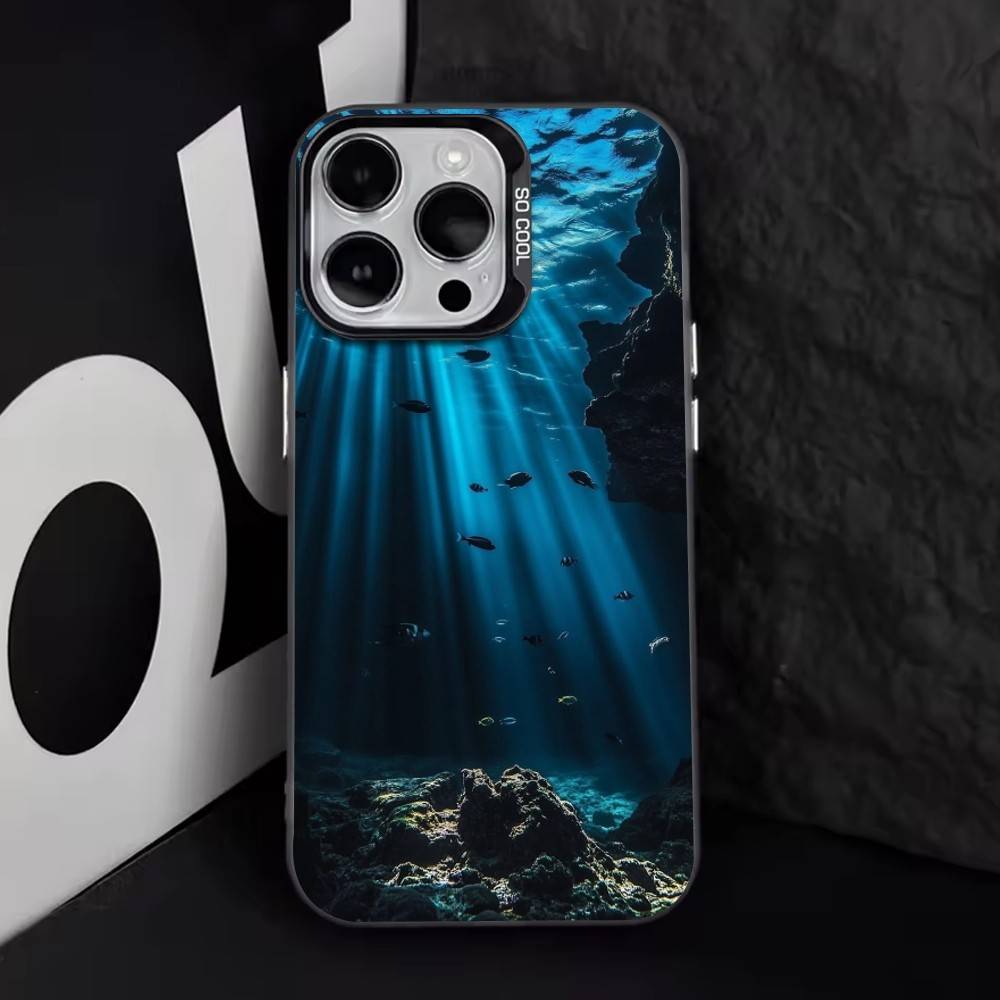 Текстура подводного мира Чехол для телефона Для iPhone 17,16,15,14,13,12,11 Plus,Pro Max,XS,Красочный серебристый Чехол для телефона Funda Cover