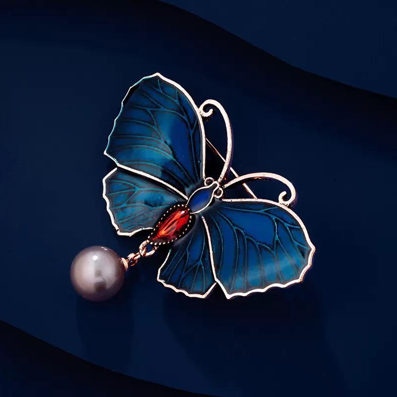 Enamel Painted Butterfly Brooch Female Temperament Elegant Corsage Suit Sweater Accessories
