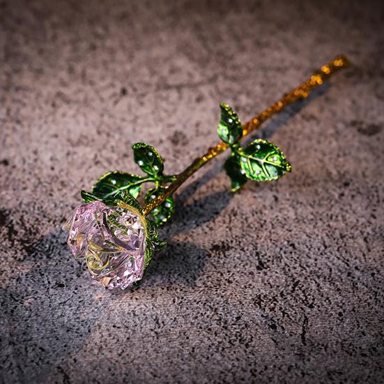 Юшенг Искусственный хрустальный розовый орнамент Имитация цветочной ветки Свадебное украшение Женщине Жене Подруге Юбилей День святого Валентина День матери