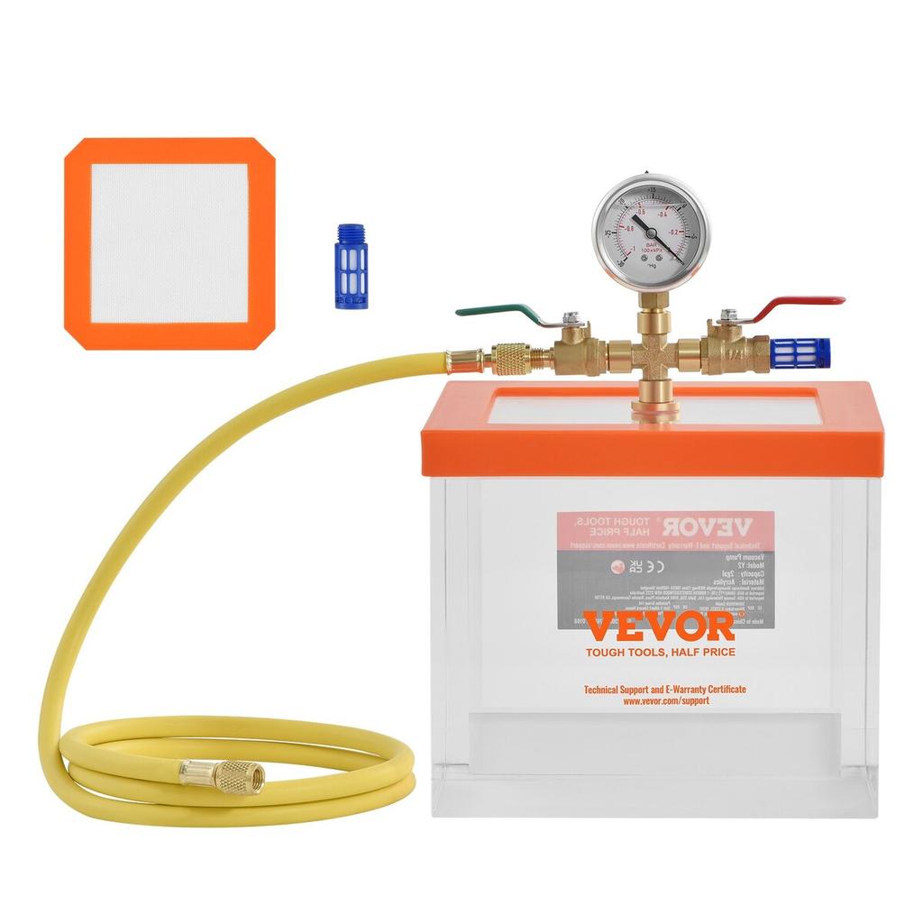 2 Gallon Vacuum Chamber, Upgraded Multipurpose Acrylic Vacuum Degassing Chamber, Transparent Vacuum Chamber, for Resin Degassing, Silica Gel
