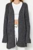 Women's Fashionable Stylish Cardigan Black Wide Fit Soft Textured Knitwear Cardigan