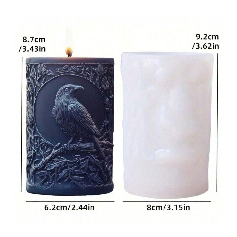 Raven Design Crow Silicone Mold Bird Branch Relief Resin Mould Candle Silicone Mold Plaster Crafts