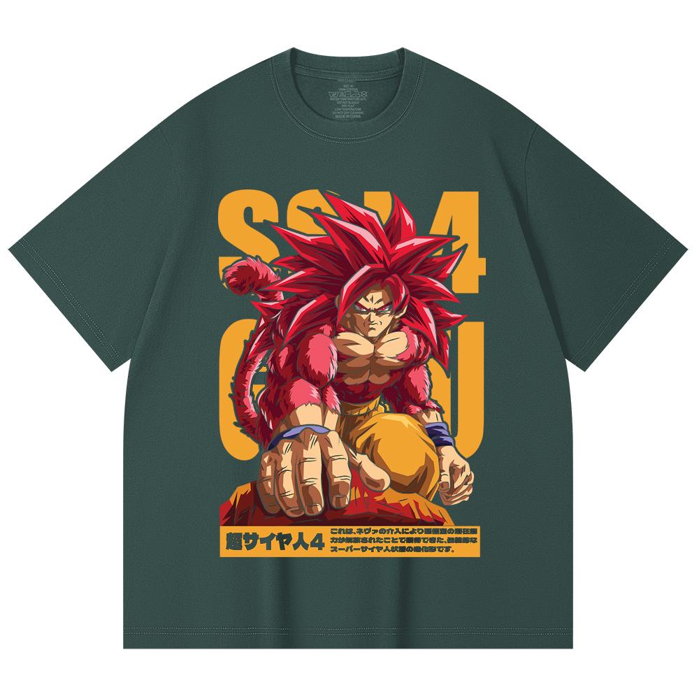 230 г/м² 100% хлопок Dragon Ball V42 Goku SSJ4 Принт Унисекс Тяжелая хлопковая футболка