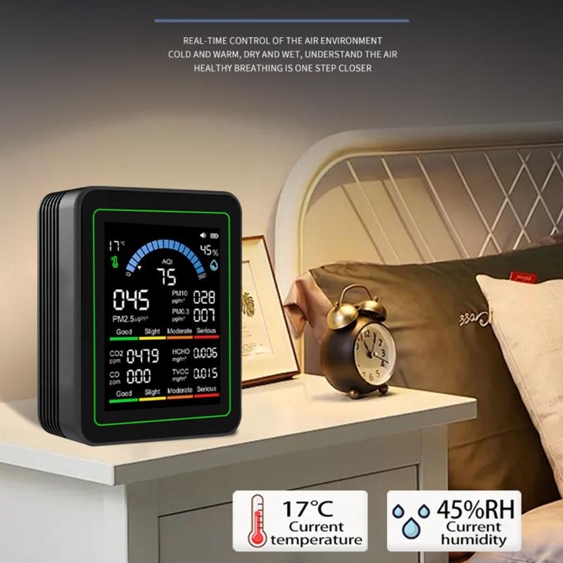Мониторы качества воздуха, для помещений, обнаруживают PM2.5, CO2, PM10, PM1.0, Формальдегид, ЛОС, Температуру и Влажность, Тест качества воздуха