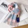 100% Wool Plaid Scarf Men Women Couple Warm Cashmere Blend Checked Winter Neckwear
