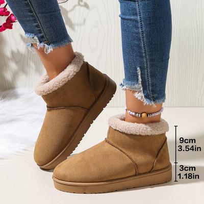 Толстые плюшевые ботинки на платформе для снега женские зимние модные с круглым носком замшевые слипоны повседневные удобные женские ботильоны