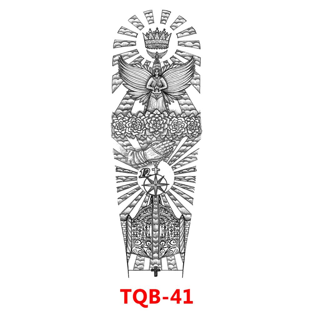 Татуировки с большим рукавом, львиной короной, скелетом, розой, водонепроницаемая временная татуировка, наклейка, дикий волк, тигр, мужская и женская тотемная тату