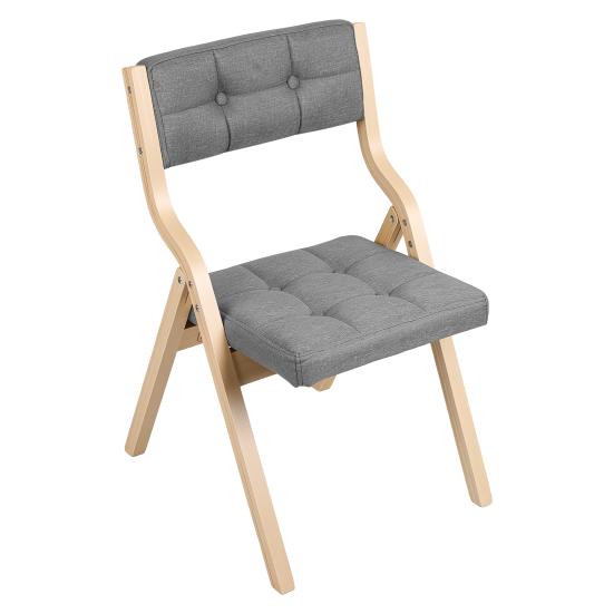 Indoor Outdoor Folding Chair 2Pcs Wooden with Thick Upholstered Cushion, Ergonomic Dining Chairs for Portable Comfort, Supports 350 lbs, Compact
