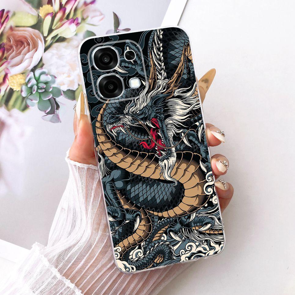 Чехол для телефона Oppo A6 Pro 4G 5G На Oppo CPH2799 CPH2781 Чехол Крутой Мультяшный Дракон Лев Тигр Задняя крышка Прозрачный Мягкий силикон