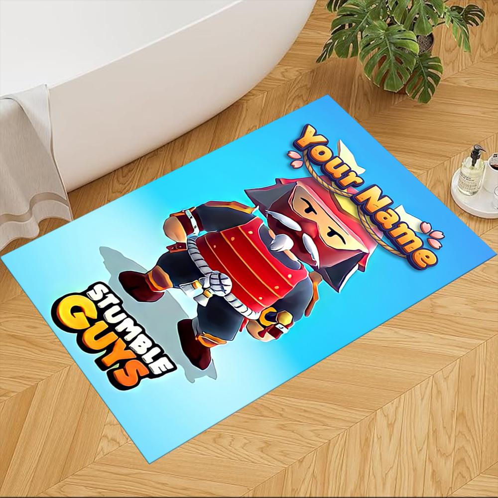 Stumble Guys Персональный Коврик для Пола с Именем Офисный Коврик Дизайн для Игровых Комнат Прихожая Фойе Балкон Противоскользящий Ковер Украсить Офисы