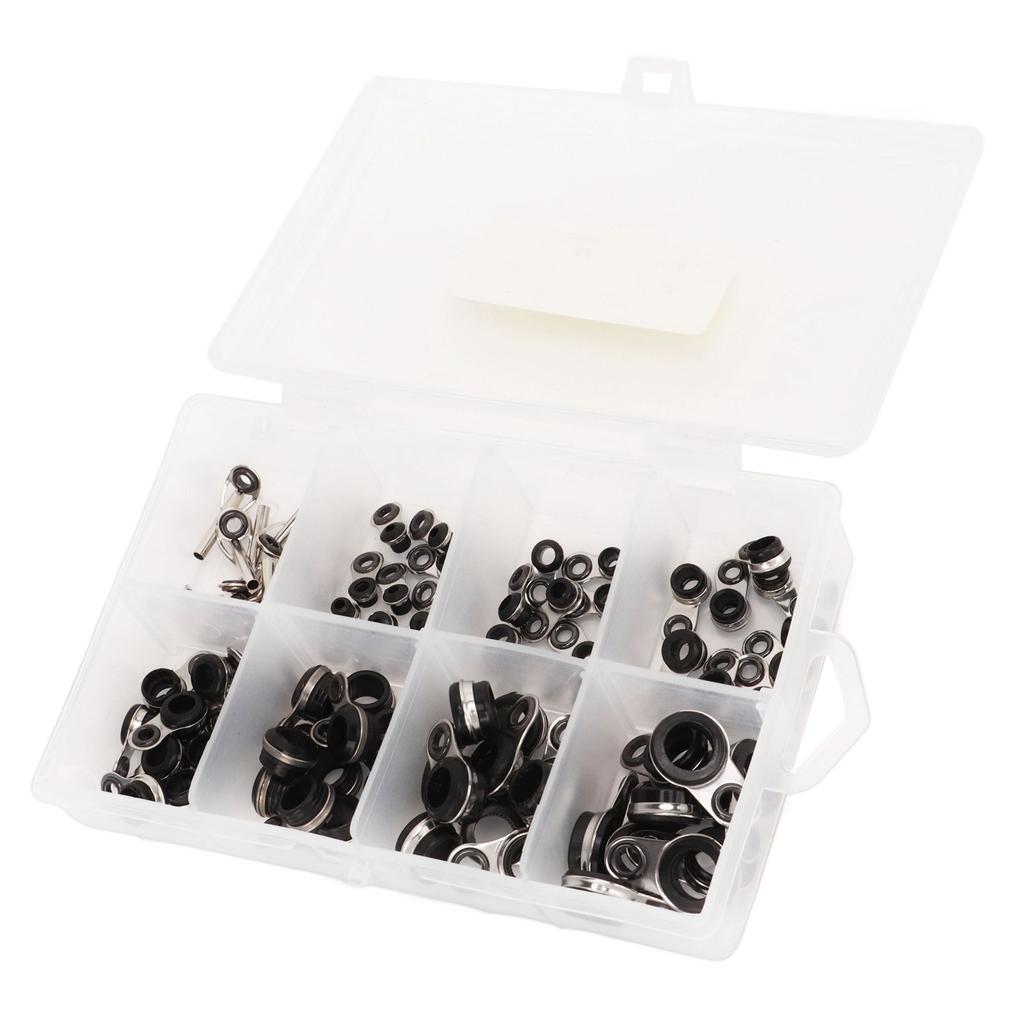 80pcs Fishing Guide Ring Set Stainless Steel Ceramic 8 Different Sizes Guide Rings for All Fishing Rod