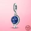 925 Sterling Silver Beads Blue Globe Charm Fit Original Fashion Bracelet Necklace for Women Diy Jewelry Making Fine Jewelry Gift