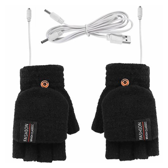1 пара зимних перчаток с подогревом, зарядка через USB, двухсторонний подогрев, моющиеся, толстые трикотажные перчатки без пальцев, высокоэластичные, для офиса, набора текста, для студентов, для письма