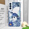 Крутой чехол для телефона с морской черепахой для Samsung Galaxy A55 A54 A53 A52 A51 A70 A32 A31 A22 A13 4G 5G Сине-морской дизайн с черепахой Прозрачная крышка