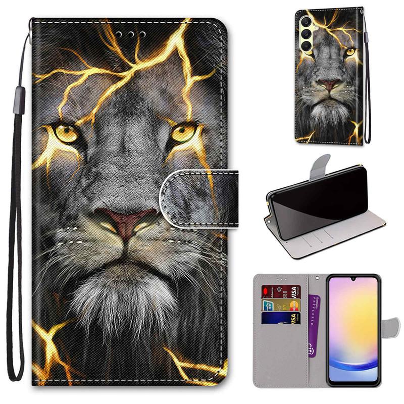 For Redmi Note 14 13 12 Pro Xiaomi 13T 12T Samsung S25 S24 A16 A15 A14 iPhone PU Leather Card Holder Flowers Animals Flip Wallet Kickstand Phone Case