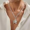 Gold Color Pentagram Pendant Necklace OT Buckle Clavicle Chain New Chunky Chain Necklace  Gifts