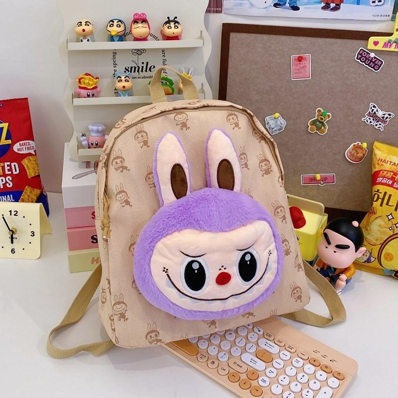 Backpack Cartoon Plush Large Capacity Students Bags Kids Gift Daily Use