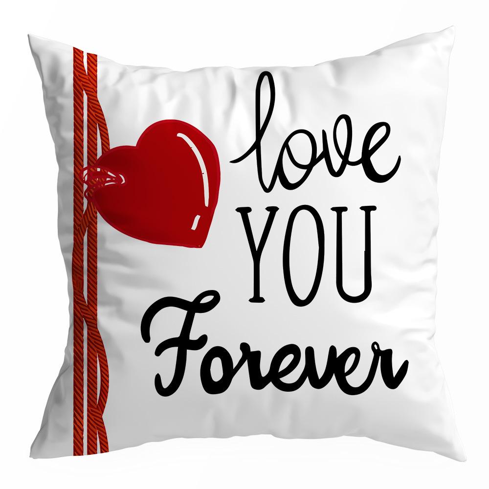 Наволочка на День святого Валентина, Бархат "персиковая кожа", Принт "сердце", Домашний текстиль, Наволочка на диванную подушку, Подушка для поясницы и спины в машину