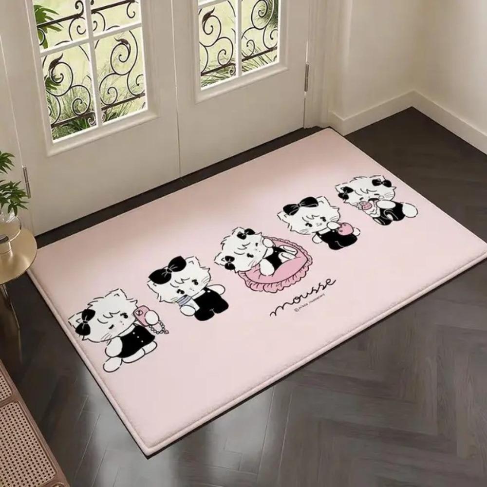 Kawaii Cartoon Bear Bunny Cat Rectangle Carpet Cute Maid Animal Kids Room Home Decor Mat Non Slip Floor Rug Entryway Doormat