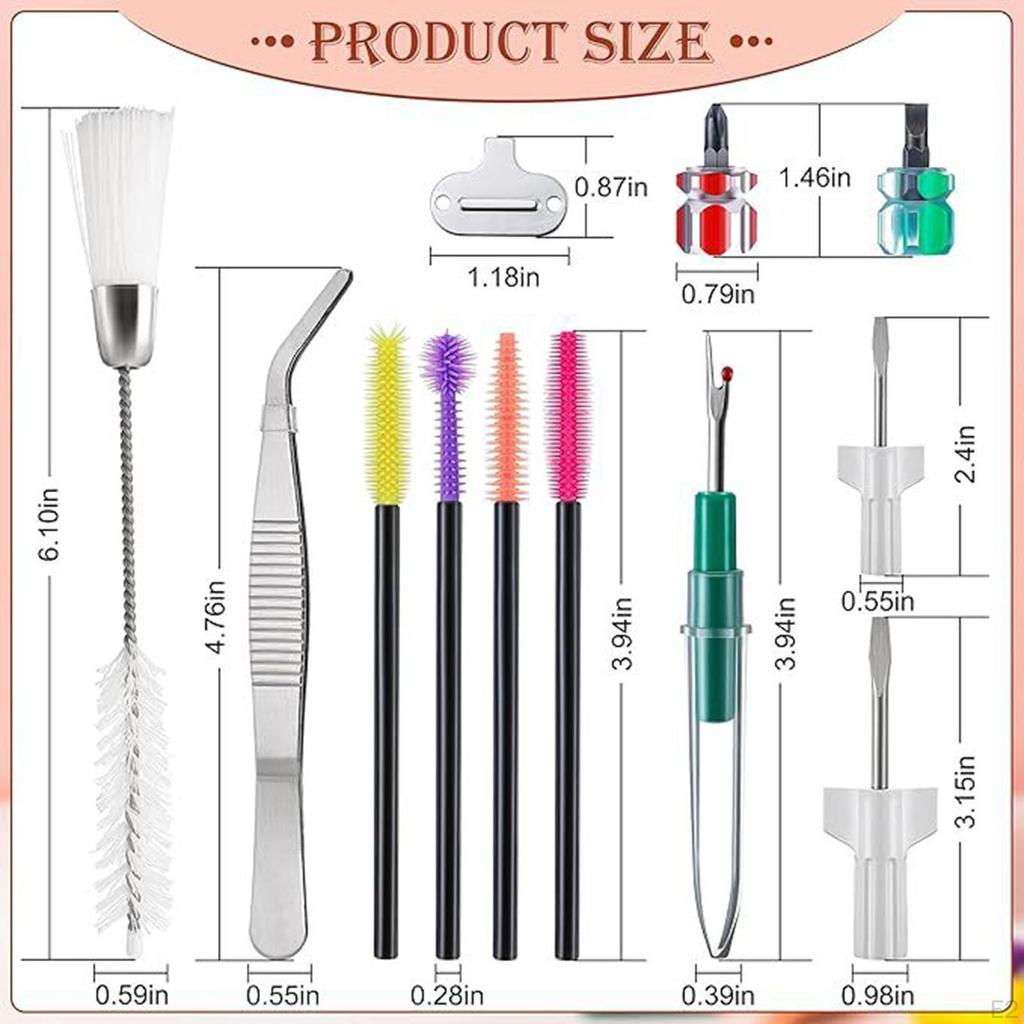14x Sewing Machine Cleaning Kit Accessories Screwdrivers Double Headed Brush, Maintenance Overlocks