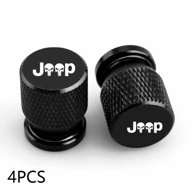 Car Wheel Tire Valve Caps Tyre Stem Covers Airdust Waterproof For Jeep Renegade Compass Wrangler Patriot Grand Cherokee Rubicon QSS4