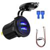 12V-24V Car Cigarette Lighter Socket Dual QC3.0 Charge USB Blue Light Waterproof