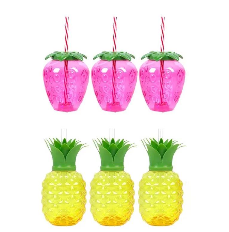 Пластиковый стаканчик в форме ананаса Украшения на день рождения Свадебные соломинки Товары для вечеринок Тропический летний пляж Центральная часть Бассейн Мероприятие